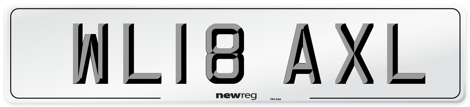 WL18 AXL Number Plate from New Reg